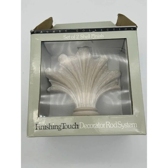 LARGE vintage Pair Wood 7” Drapery Curtain Rod Finial sea Shell Beach Nautical - Picture 3 of 10